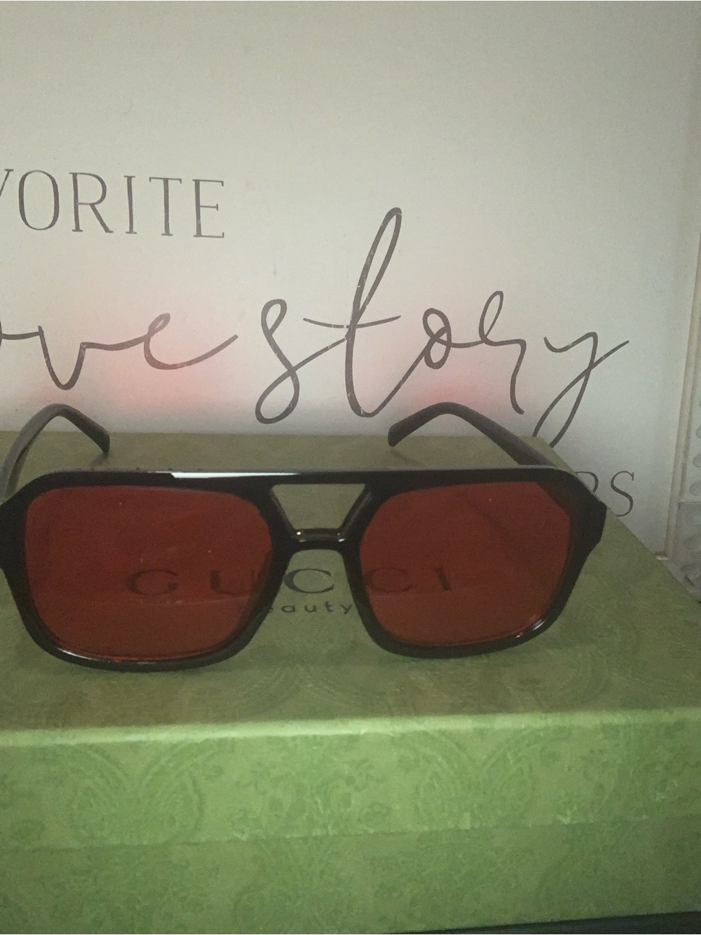 Black Frame Sunglasses with Red Lenses